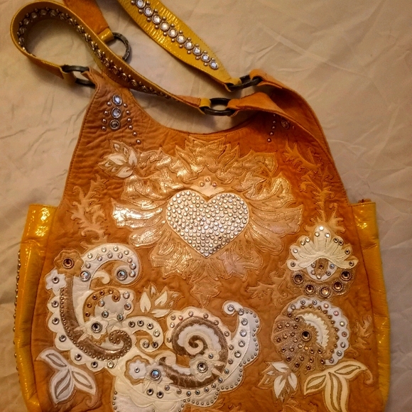 kippy's Handbags - Kippy's "heart and weed" Leather Shoulder